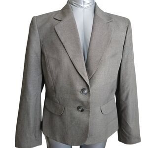 NWT Le Suit Gray Blazer Jacket Women's Size 12P Petite Career Business 2-Button